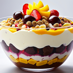 Halo-Halo Dessert Still Life**

"A vibrant halo-halo dessert in a glass bowl, overflowing with colorful layers of red beans, various tropical fruits (mango, banana, strawberry), clear coconut jelly, topped with a scoop of vanilla ice cream, drizzled with condensed milk and chocolate syrup, a few pieces of crispy cereal as topping, studio lighting, high detail, safe for work, appropriate content, fully clothed, family-friendly."

**