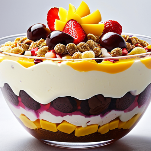 Home 6 Halo-Halo Dessert Still Life**
"A vibrant halo-halo dessert in a glass bowl, overflowing with colorful layers of red beans, various tropical fruits (mango, banana, strawberry), clear coconut jelly, topped with a scoop of vanilla ice cream, drizzled with condensed milk and chocolate syrup, a few pieces of crispy cereal as topping, studio lighting, high detail, safe for work, appropriate content, fully clothed, family-friendly."
**